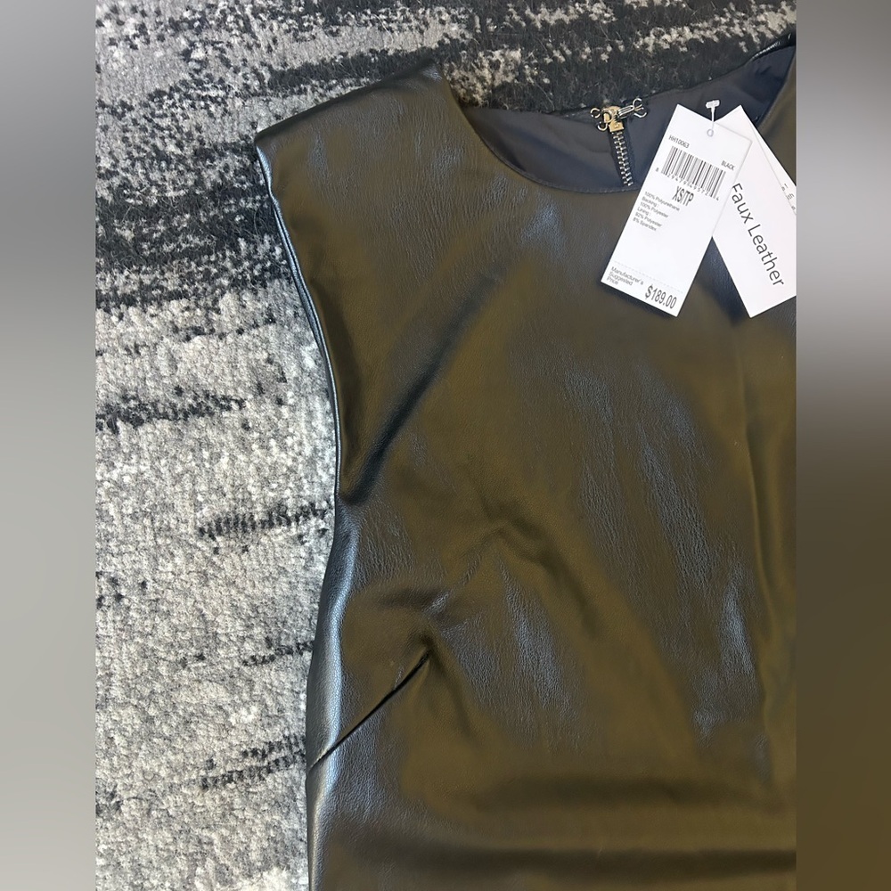 NWT HOUSE OF HARLOW 1960 Faux Leather Sleeveless Midi Dress - Picture 4 of 9